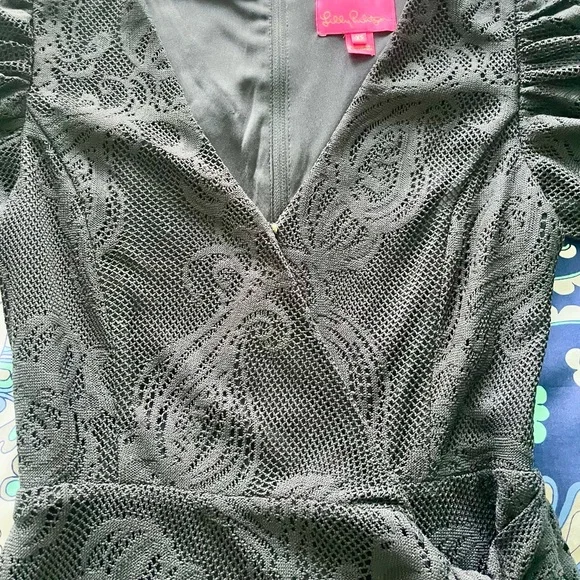 Lilly Pulitzer Black Crochet Jasleen Romper - Picture 5 of 6